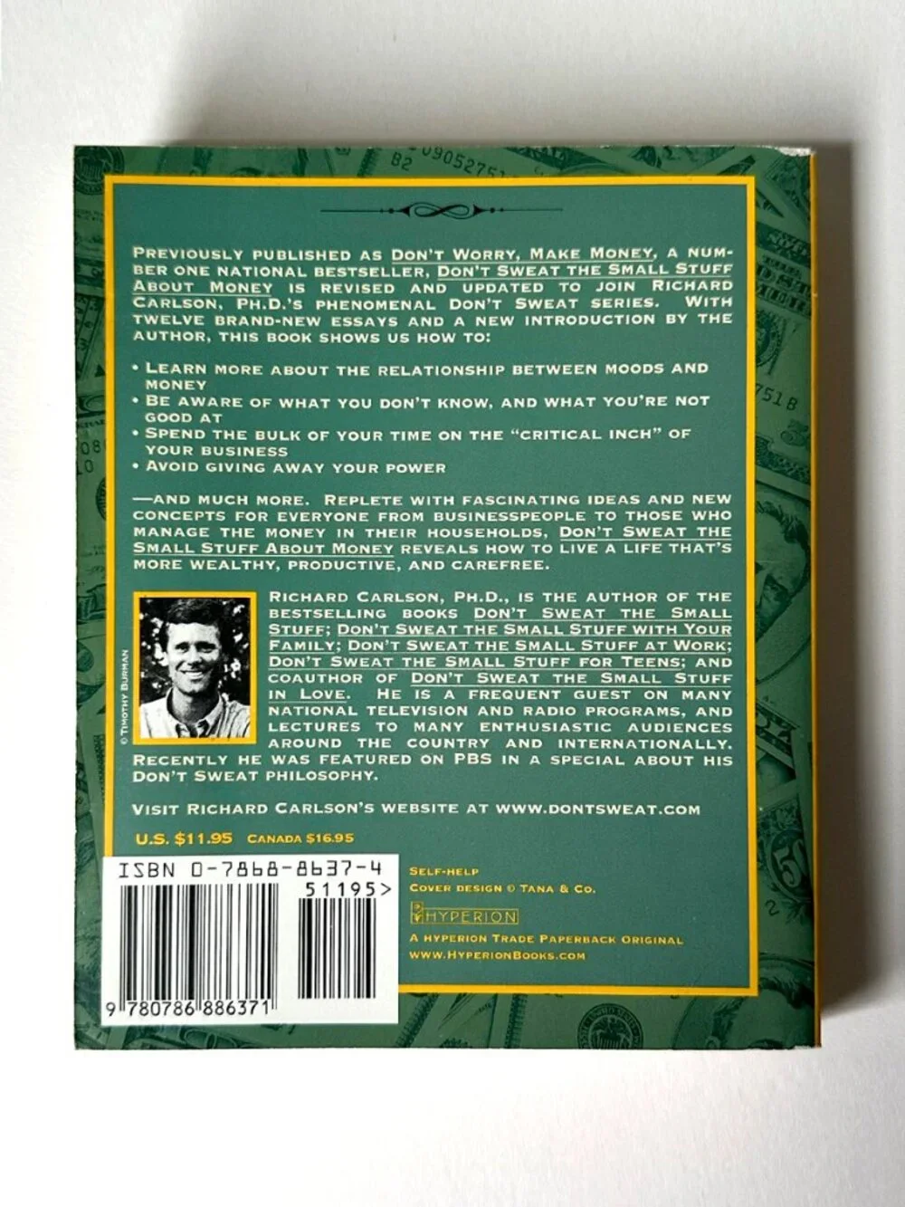 Don't Sweat the Small Stuff About Money Richard Carlson Paperback Book 2001